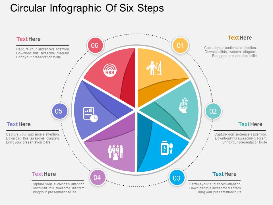Circular Infographic Of Six Steps Powerpoint Template