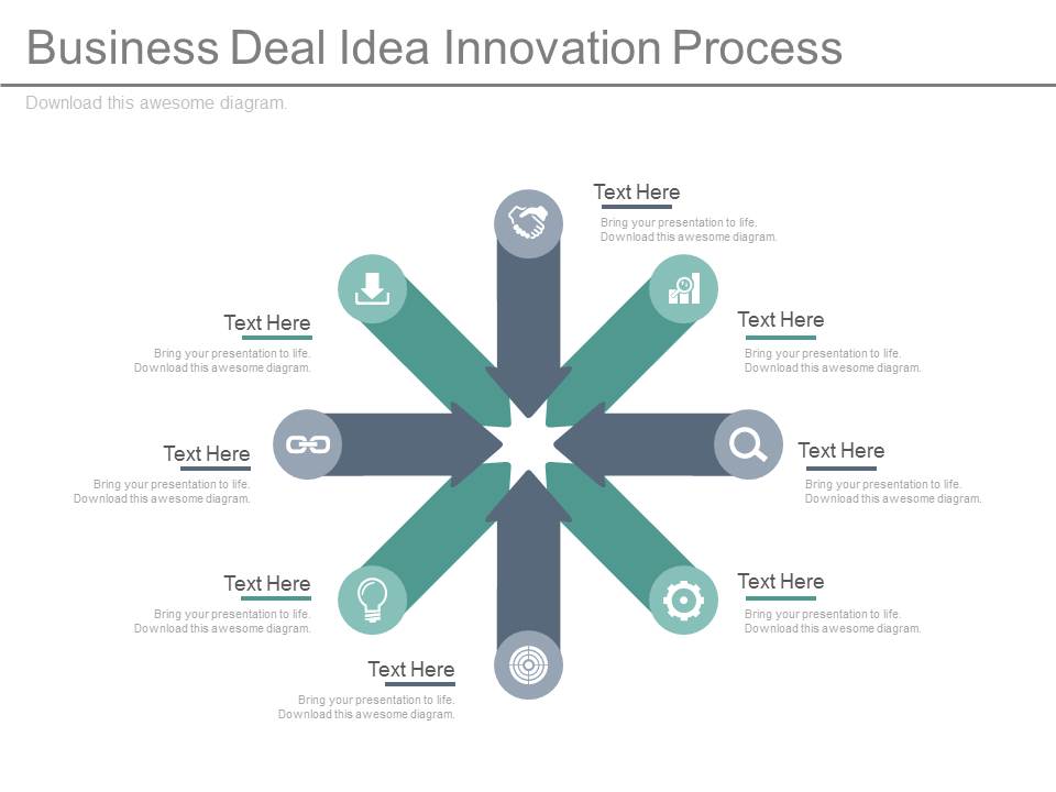 Circular Spokes Diagram For Innovation Process Powerpoint Template