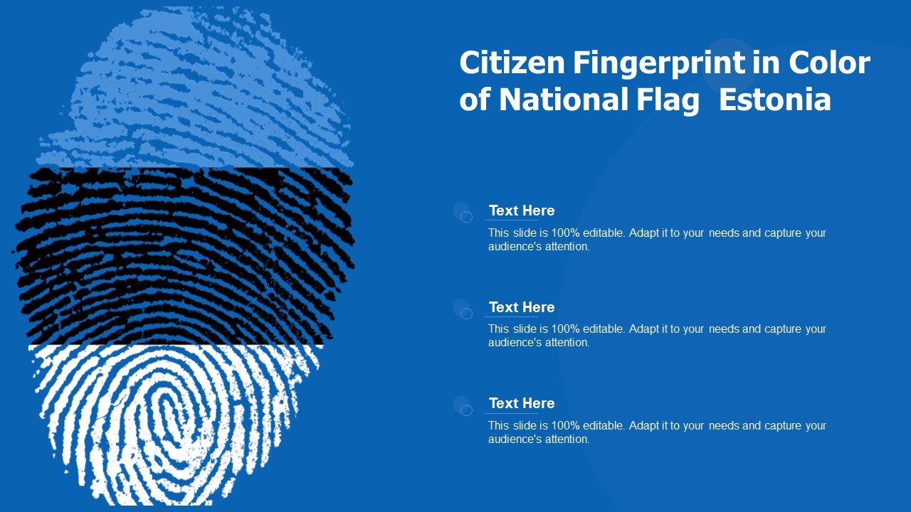 Citizen Fingerprint In Color Of National Flag Estonia Ppt PowerPoint Presentation File Graphics Download PDF