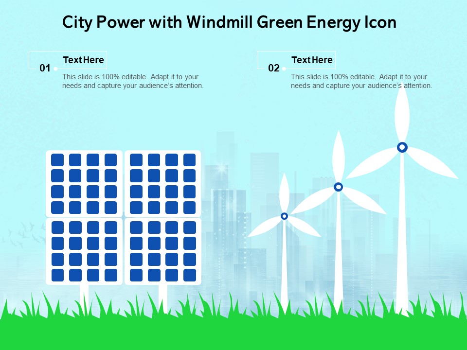 City Power With Windmill Green Energy Icon Ppt PowerPoint Presentation Gallery Format PDF