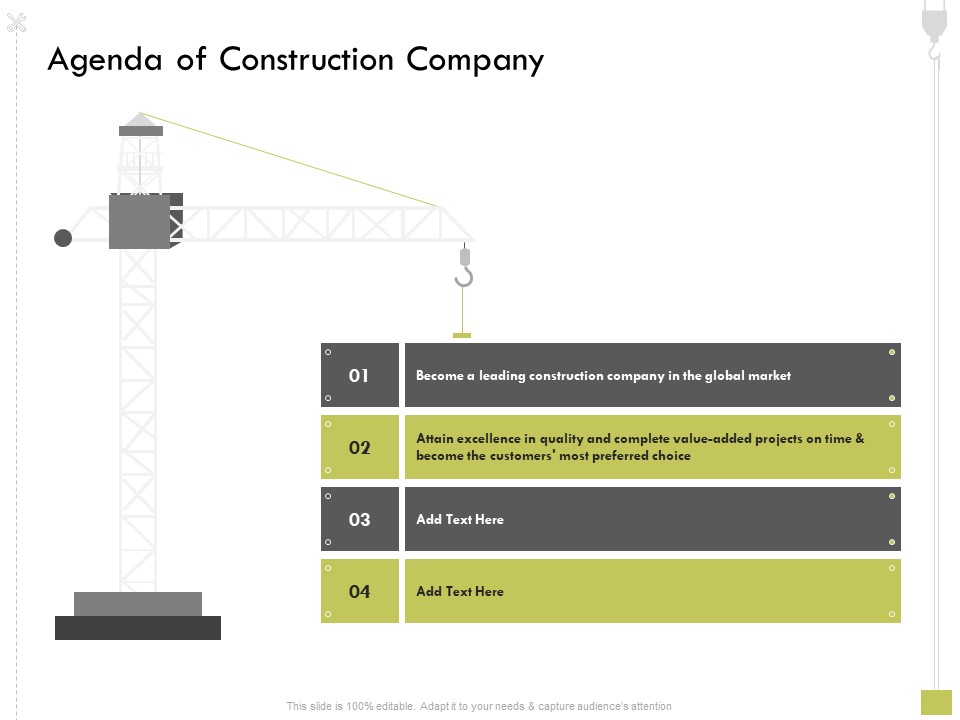 Civil Contractors Agenda Of Construction Company Ppt Model Master Slide PDF