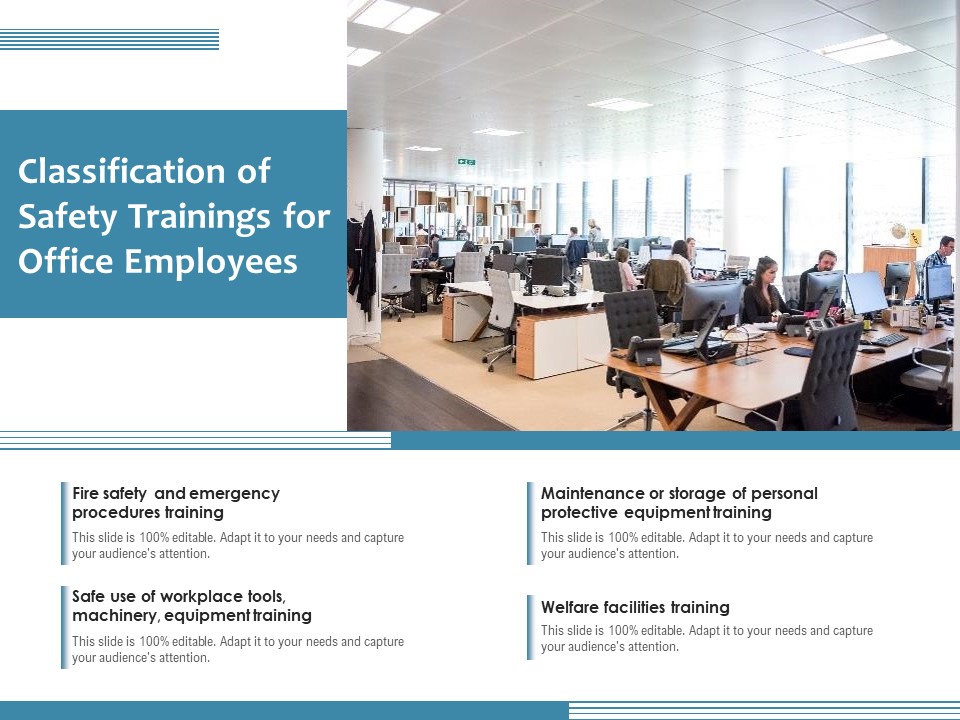 Classification Of Safety Trainings For Office Employees Ppt PowerPoint Presentation Outline Example PDF