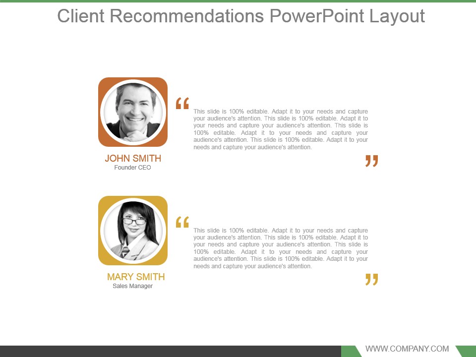 Client Recommendations Powerpoint Layout