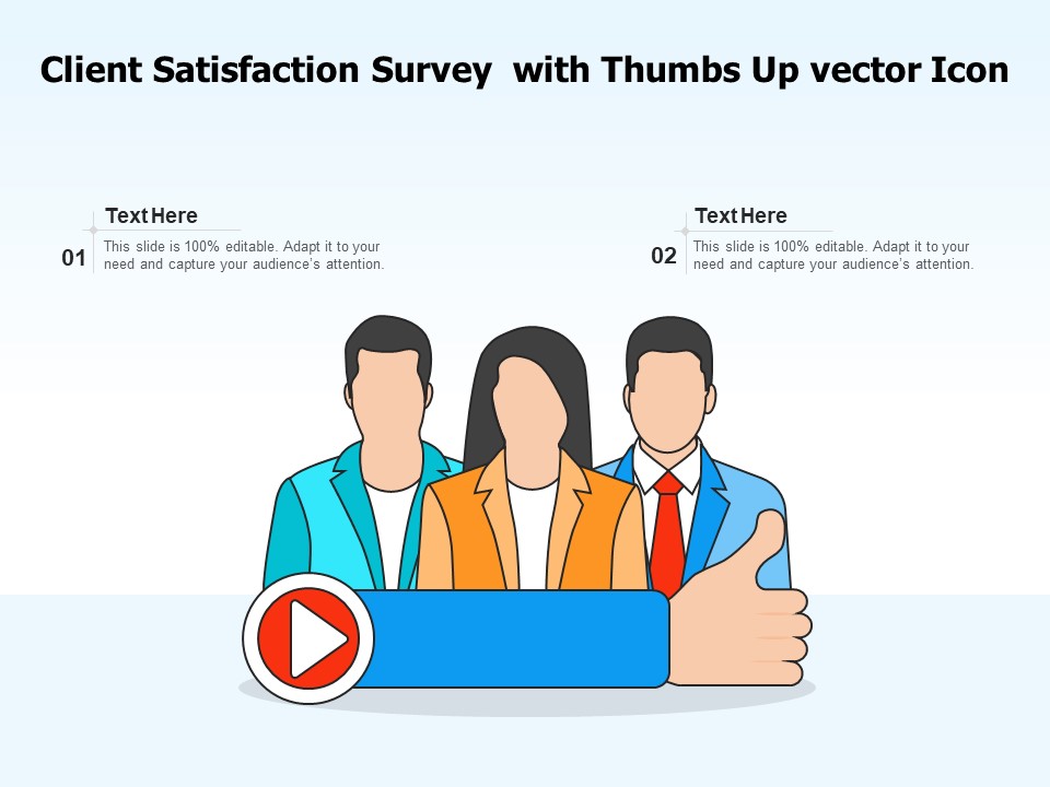 Client Satisfaction Survey With Thumbs Up Vector Icon Ppt PowerPoint Presentation Gallery Demonstration PDF