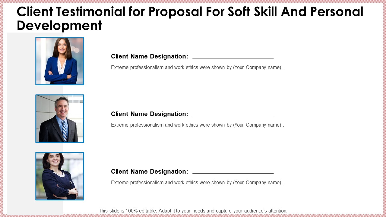 Client Testimonial For Proposal For Soft Skill And Personal Development Diagrams PDF