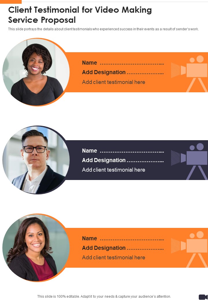 Client Testimonial For Video Making Service Proposal One Pager Sample Example Document