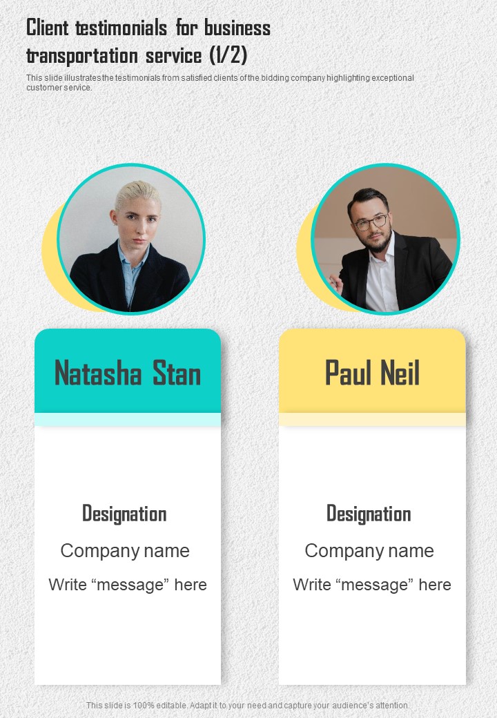 Client Testimonials For Business Transportation Service One Pager Sample Example Document