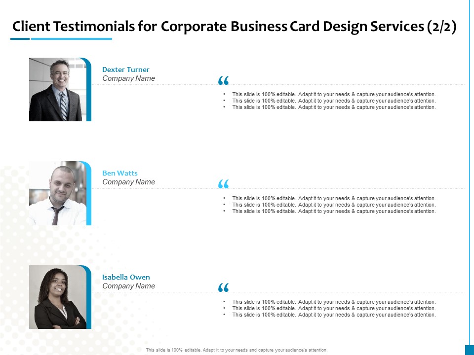 Client Testimonials For Corporate Business Card Design Services Corporate Download PDF