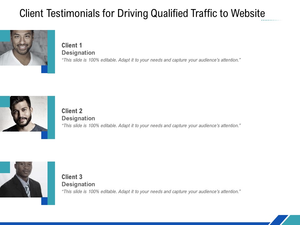 Client Testimonials For Driving Qualified Traffic To Website Ppt PowerPoint Presentation Slides Templates PDF