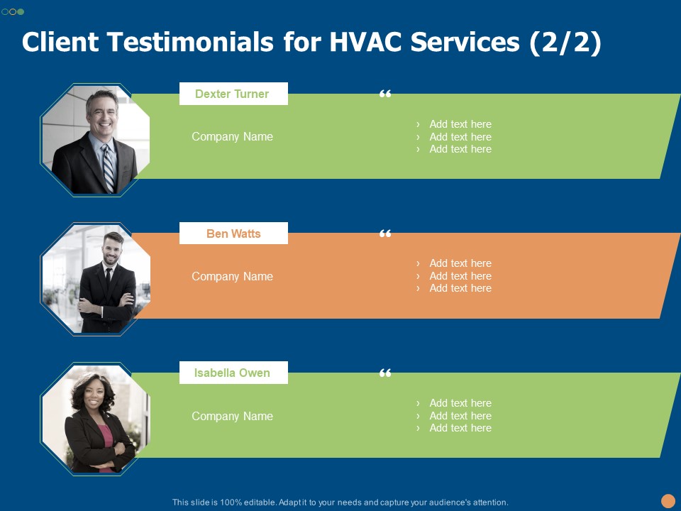 Client Testimonials For HVAC Services Management Ppt PowerPoint Presentation Gallery Inspiration PDF