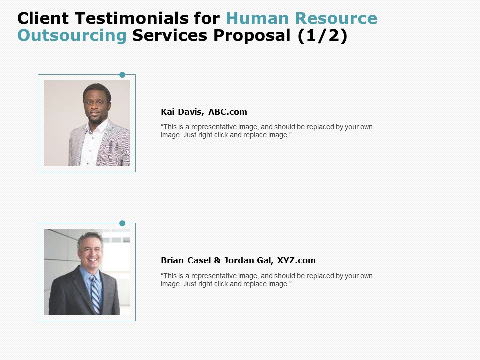 Client Testimonials For Human Resource Outsourcing Services Proposal Communication Mockup PDF