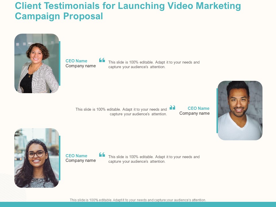 Client Testimonials For Launching Video Marketing Campaign Proposal Ppt Professional Visuals PDF