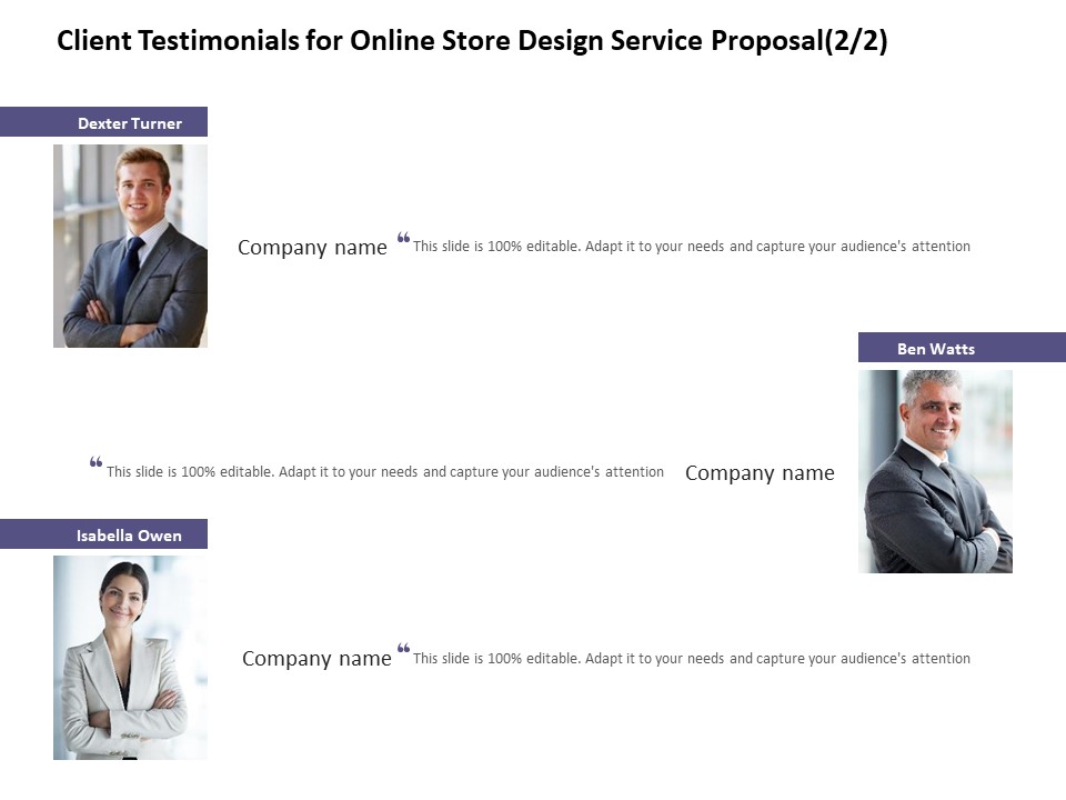 Client Testimonials For Online Store Design Service Proposal Management Ppt PowerPoint Presentation Ideas Inspiration