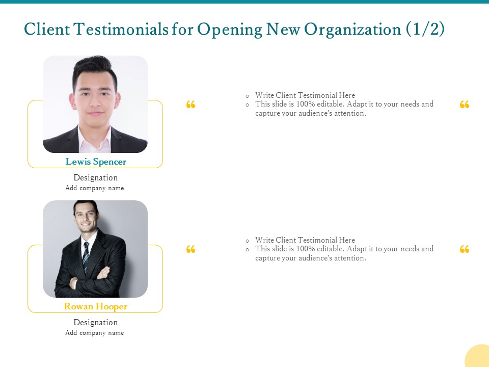 Client Testimonials For Opening New Organization Ppt PowerPoint Presentation Professional Slides PDF