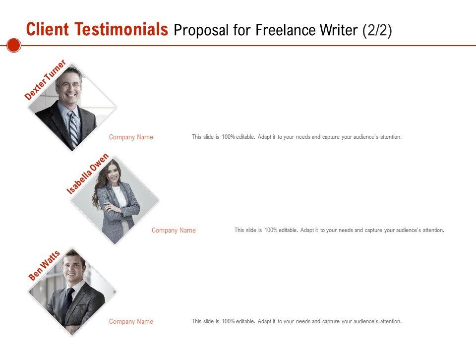 Client Testimonials Proposal For Freelance Writer Communication Ppt PowerPoint Presentation Model Graphics Tutorials PDF