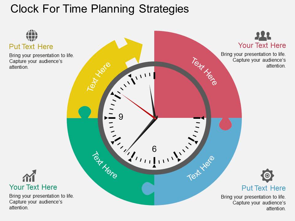 Clock For Time Planning Strategies Powerpoint Template