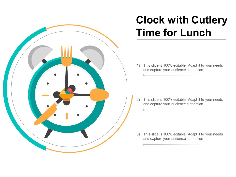 Clock With Cutlery Time For Lunch Ppt PowerPoint Presentation File Images