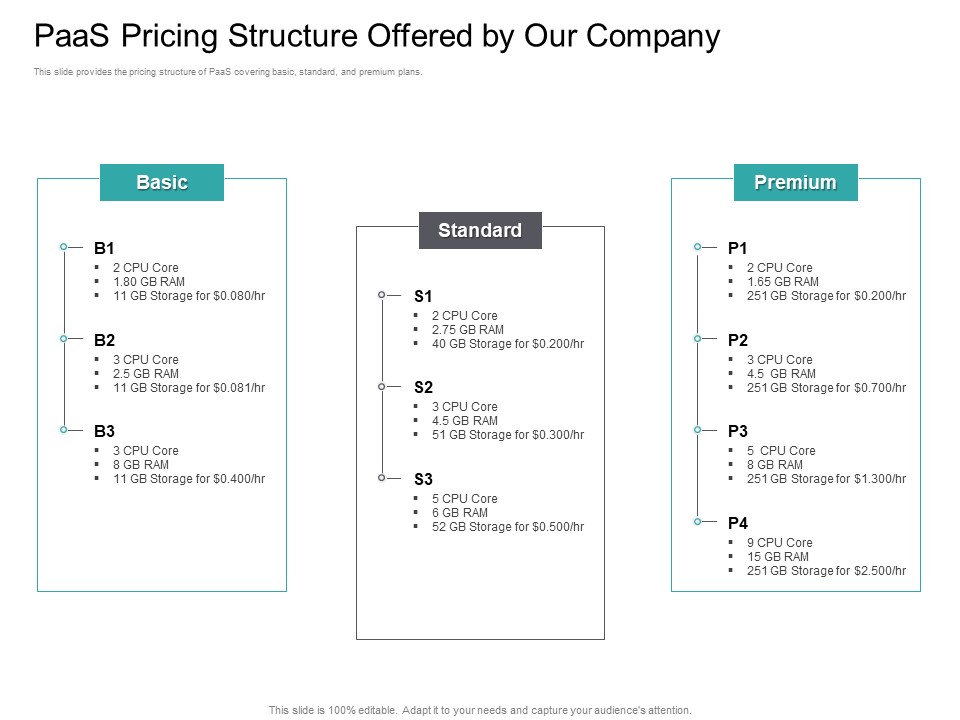 Cloud Based Marketing Paas Pricing Structure Offered By Our Company Ppt PowerPoint Presentation Icon Brochure PDF