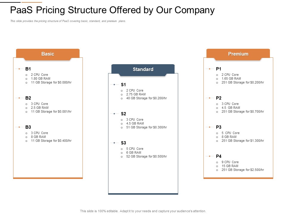 Cloud Services Best Practices Marketing Plan Agenda Paas Pricing Structure Offered By Our Company Portrait PDF