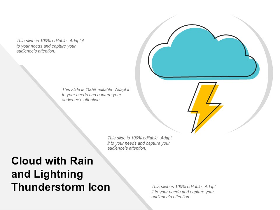 Cloud With Rain And Lightning Thunderstorm Icon Ppt Powerpoint Presentation Layouts Samples