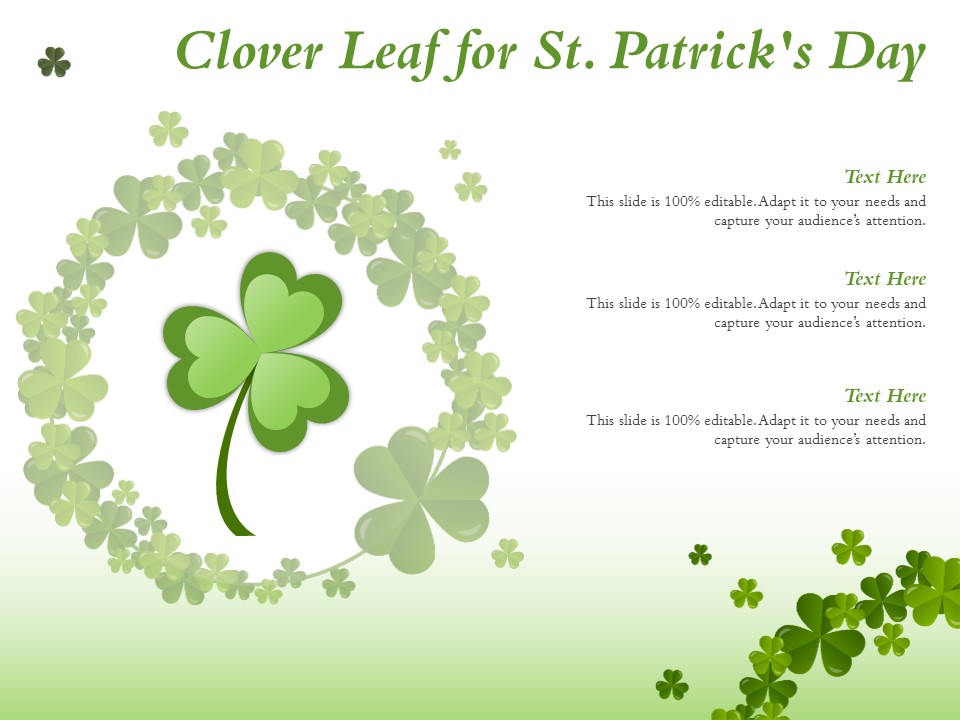 Clover Leaf For St Patricks Day Ppt PowerPoint Presentation Summary Slideshow
