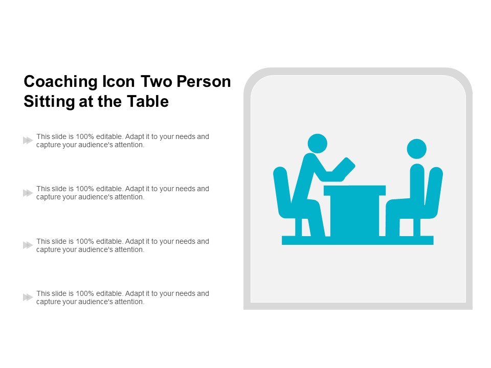 Coaching Icon Two Person Sitting At The Table Ppt Powerpoint Presentation Inspiration Layouts