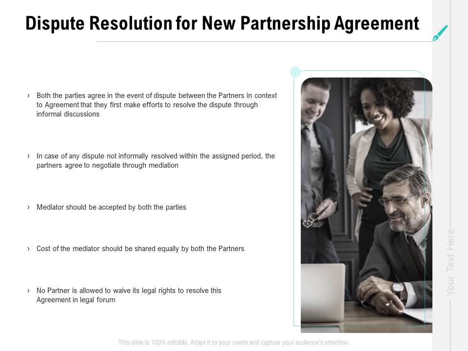 Collaboration Agreement Dispute Resolution For New Partnership Agreement Ppt Professional Templates PDF
