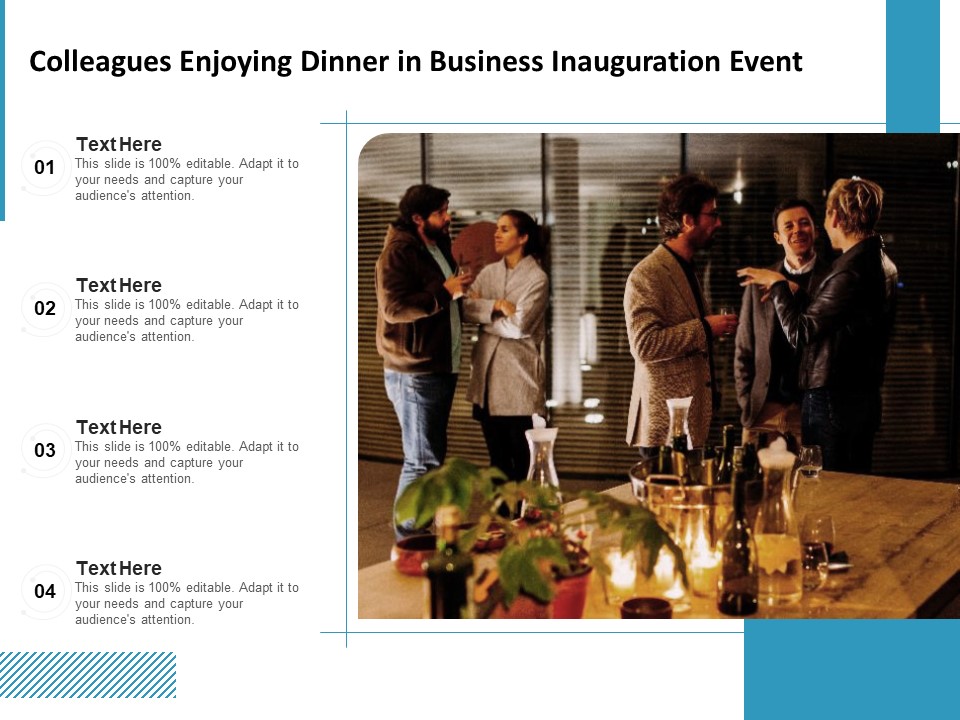 Colleagues Enjoying Dinner In Business Inauguration Event Ppt PowerPoint Presentation Gallery Slides PDF
