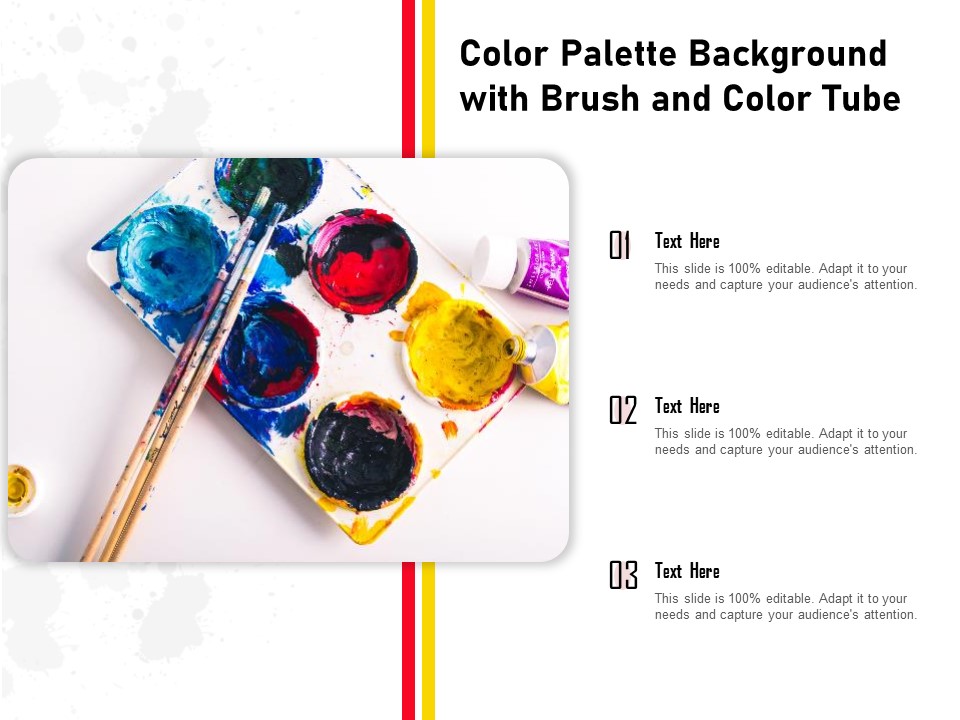 Color Palette Background With Brush And Color Tube Ppt PowerPoint Presentation Model Samples PDF