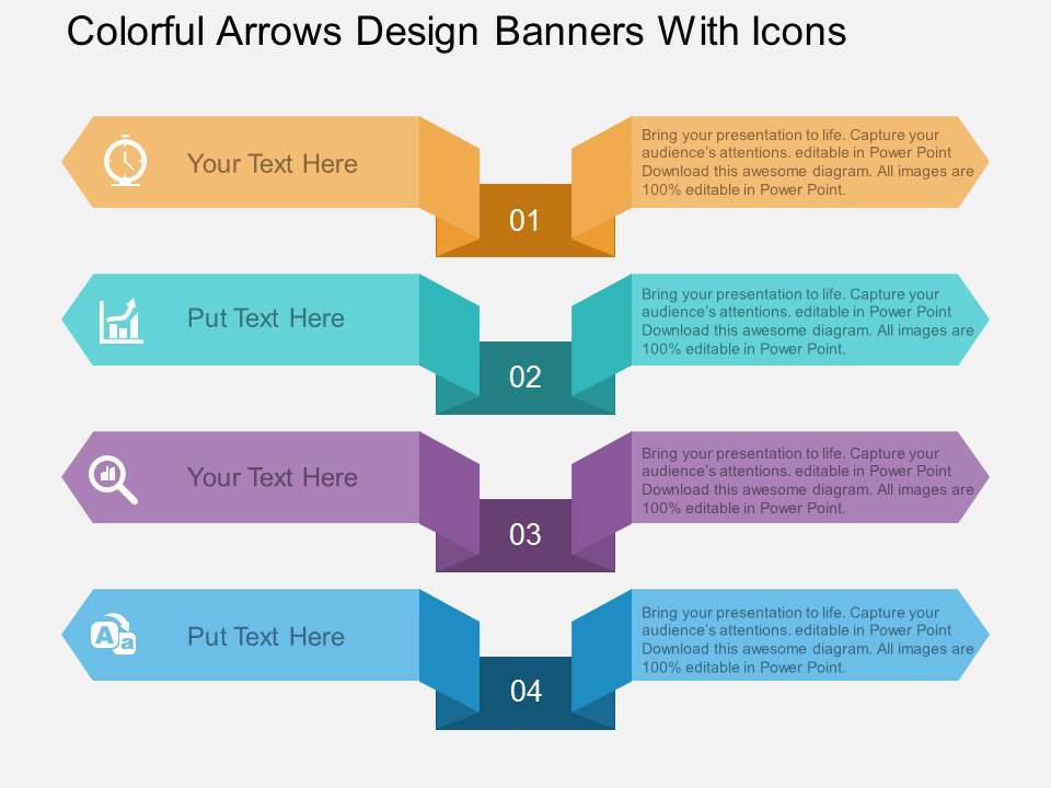 Colorful Arrows Design Banners With Icons Powerpoint Template