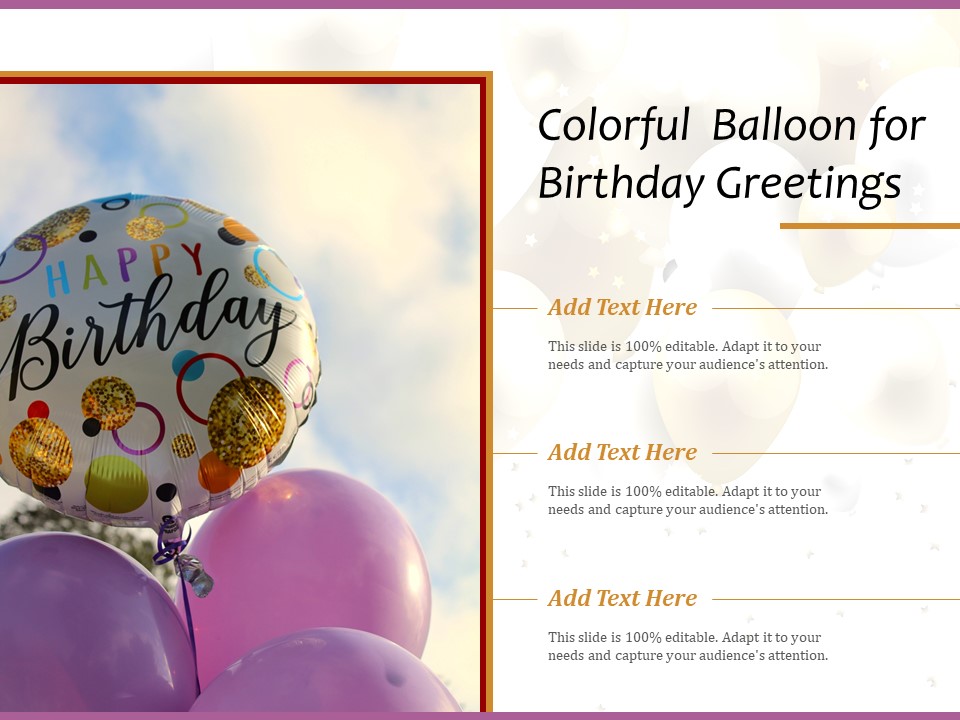 Colorful Balloon For Birthday Greetings Ppt PowerPoint Presentation Styles Structure PDF
