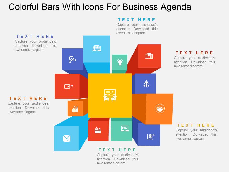 Colorful Bars With Icons For Business Agenda Powerpoint Template