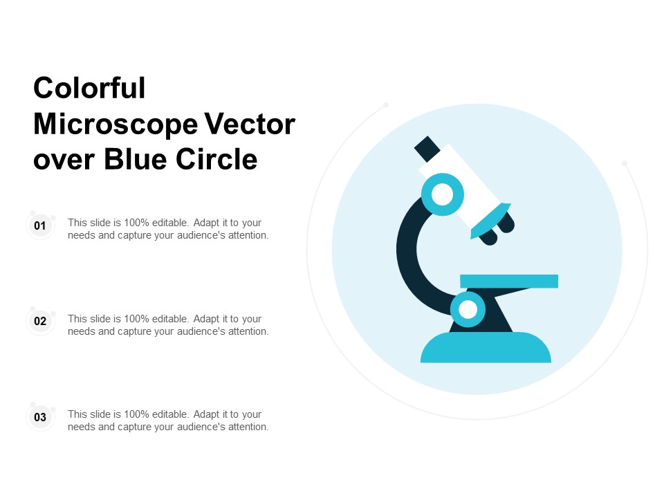 Colorful Microscope Vector Over Blue Circle Ppt PowerPoint Presentation Icon Layouts