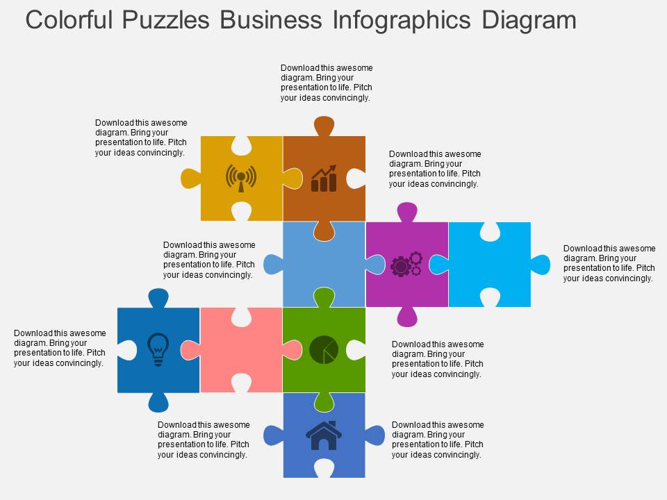 Colorful Puzzles Business Infographics Diagram Powerpoint Template