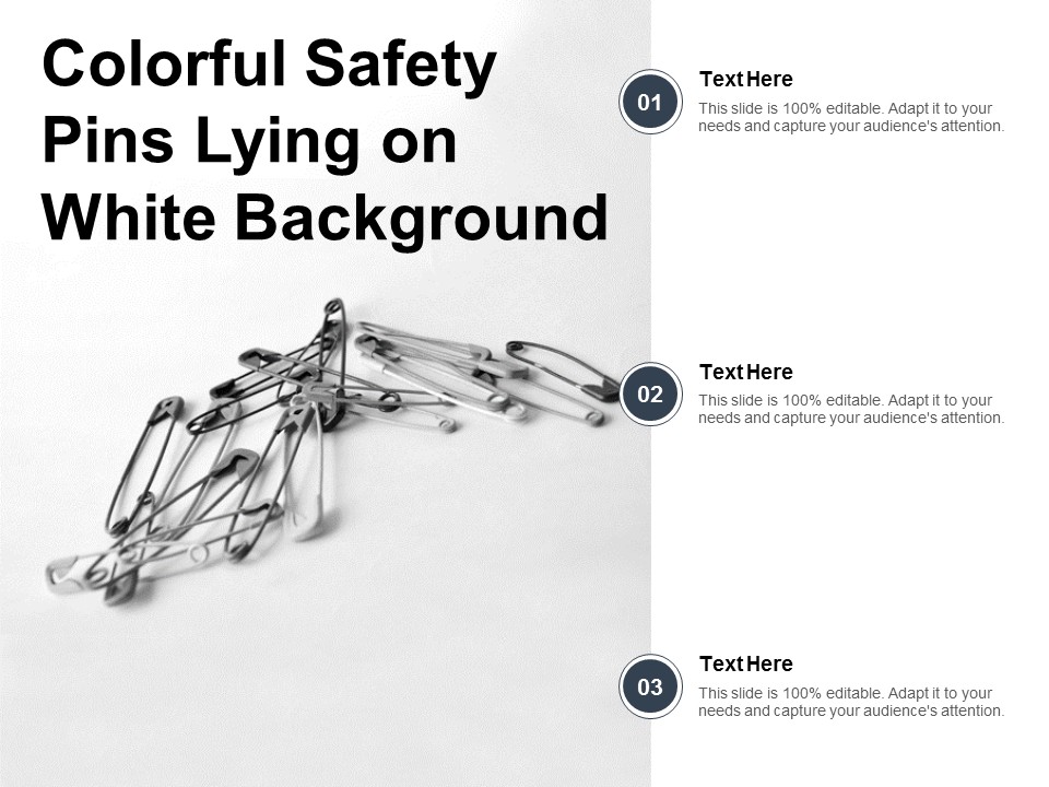 Colorful Safety Pins Lying On White Background Ppt Powerpoint Presentation Styles Picture