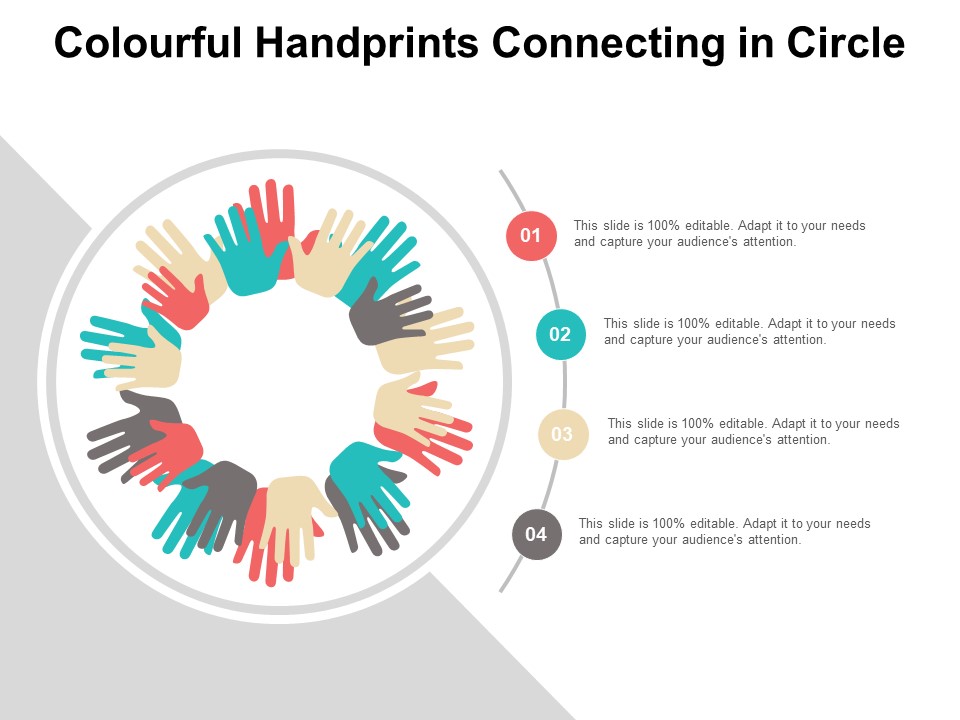 Colourful Handprints Connecting In Circle Ppt PowerPoint Presentation Model Shapes