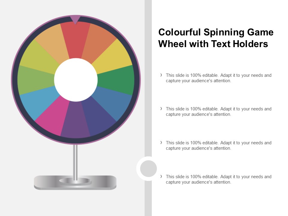 Colourful Spinning Game Wheel With Text Holders Ppt PowerPoint Presentation Inspiration Model Cpb