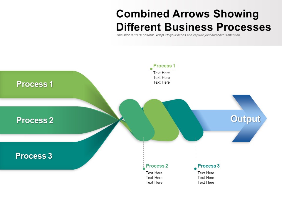 Combined Arrows Showing Different Business Processes Ppt PowerPoint Presentation File Introduction PDF