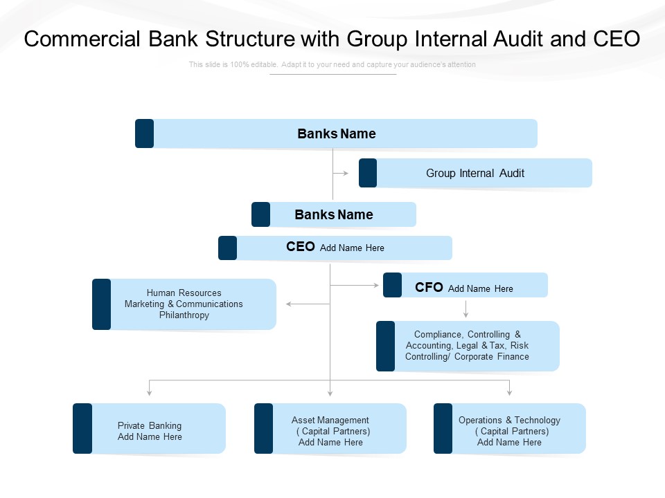 Commercial Bank Structure With Group Internal Audit And Ceo Ppt PowerPoint Presentation Inspiration Tips PDF