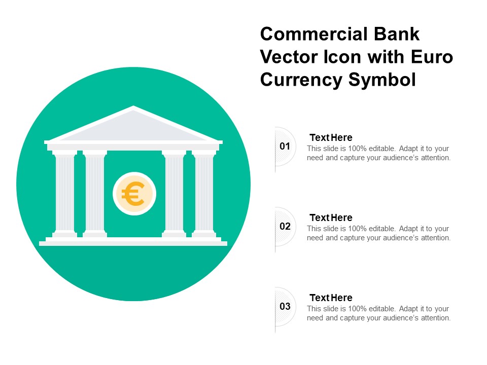 Commercial Bank Vector Icon With Euro Currency Symbol Ppt PowerPoint Presentation Portfolio Design Ideas PDF
