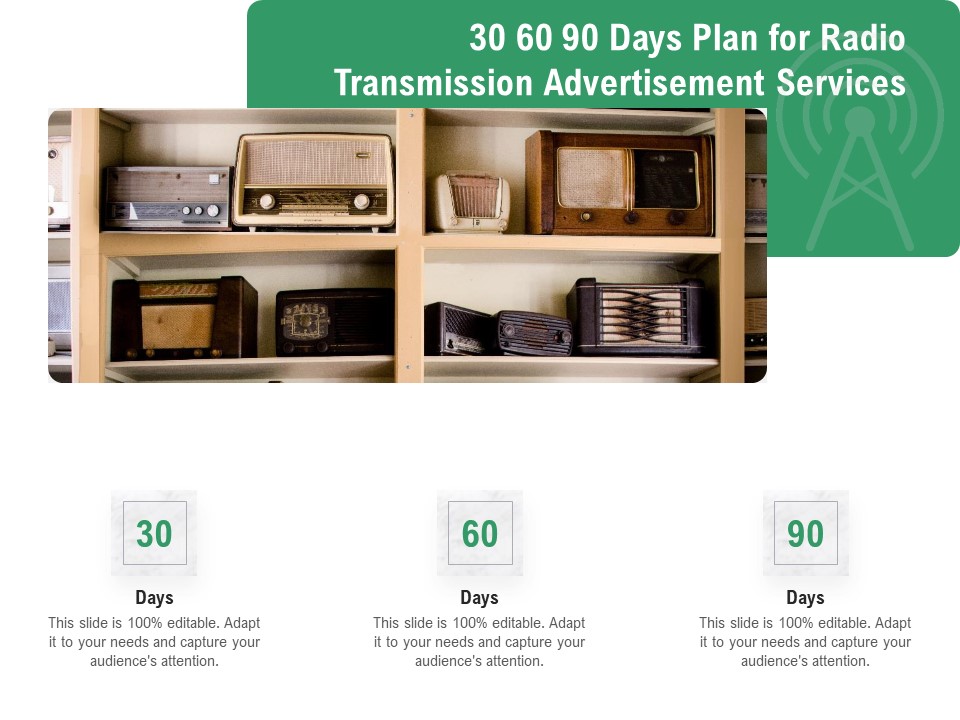 Commercial Broadcasting 30 60 90 Days Plan For Radio Transmission Advertisement Services Inspiration PDF