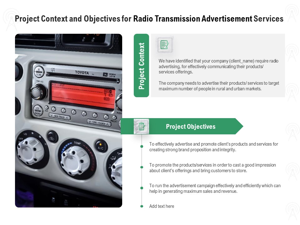 Commercial Broadcasting Project Context And Objectives For Radio Transmission Advertisement Services Inspiration PDF