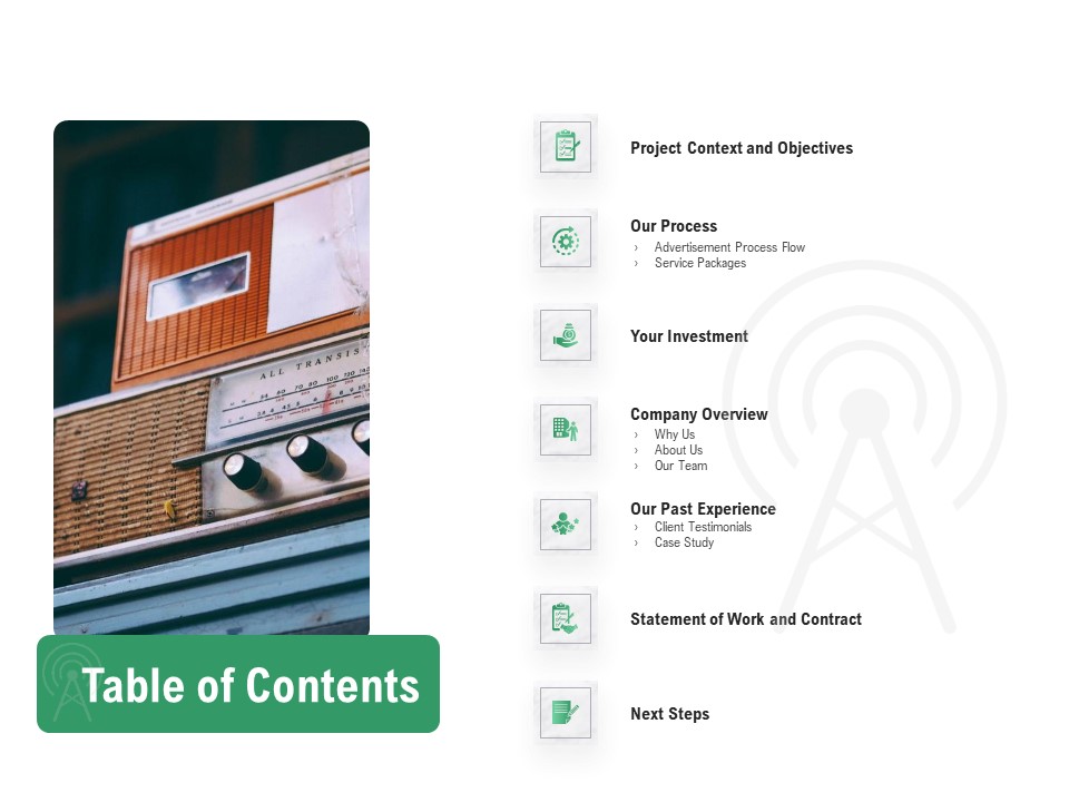 Commercial Broadcasting Table Of Contents Diagrams PDF