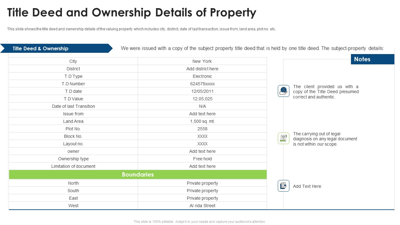 Commercial Property Evaluation Techniques Title Deed And Ownership Details Of Property Clipart PDF