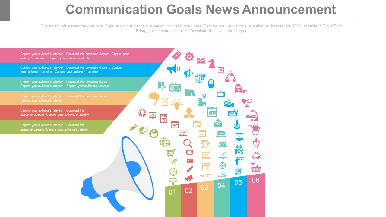 Communication Goals News Announcement Ppt Slides