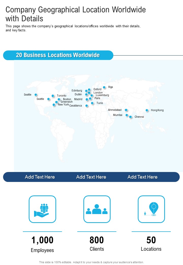 Company Geographical Location Worldwide With Details One Pager Documents