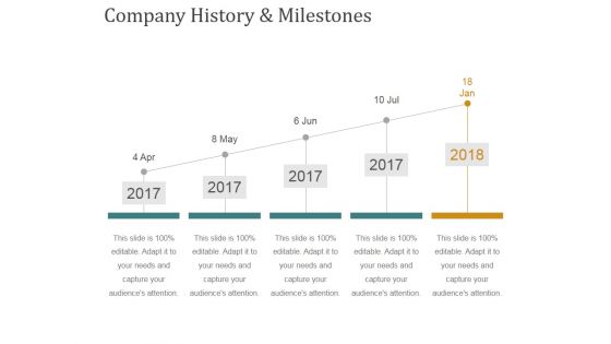 Company History And Milestones Template 2 Ppt PowerPoint Presentation Pictures Graphics Download