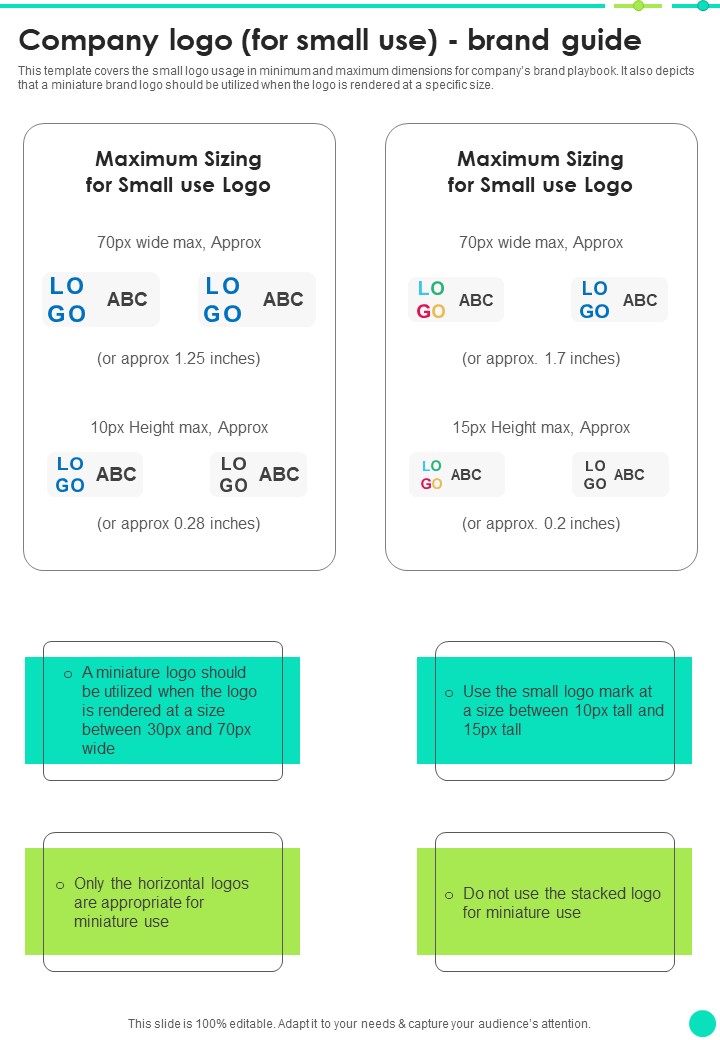 Company Logo For Small Use Brand Guide One Pager Sample Example Document