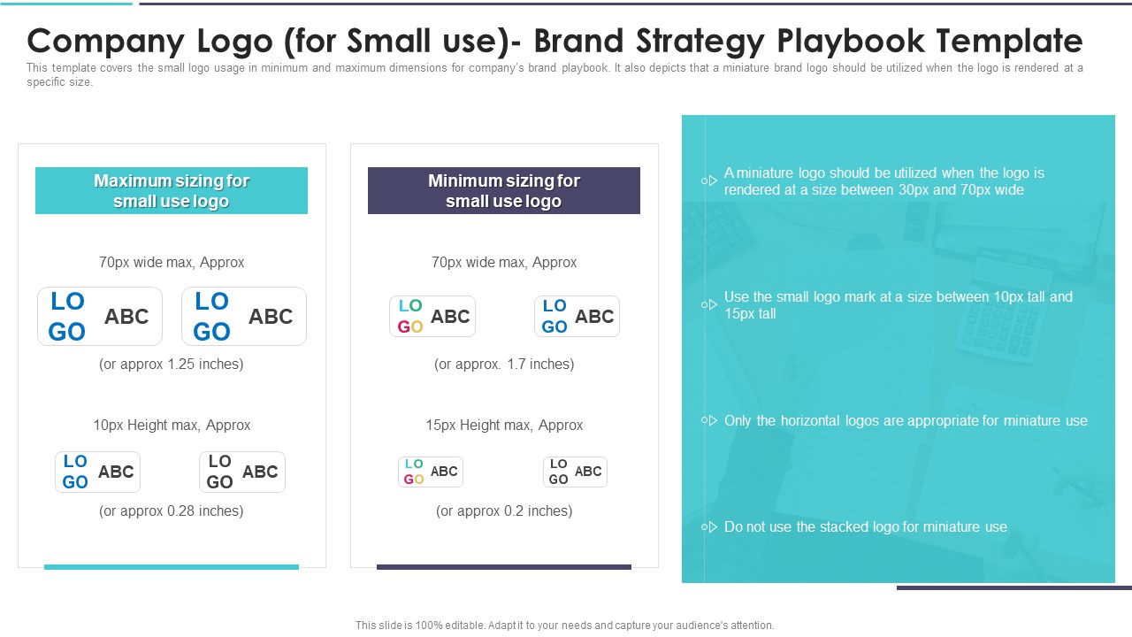 Company Logo For Small Use Brand Strategy Playbook Template Designs PDF