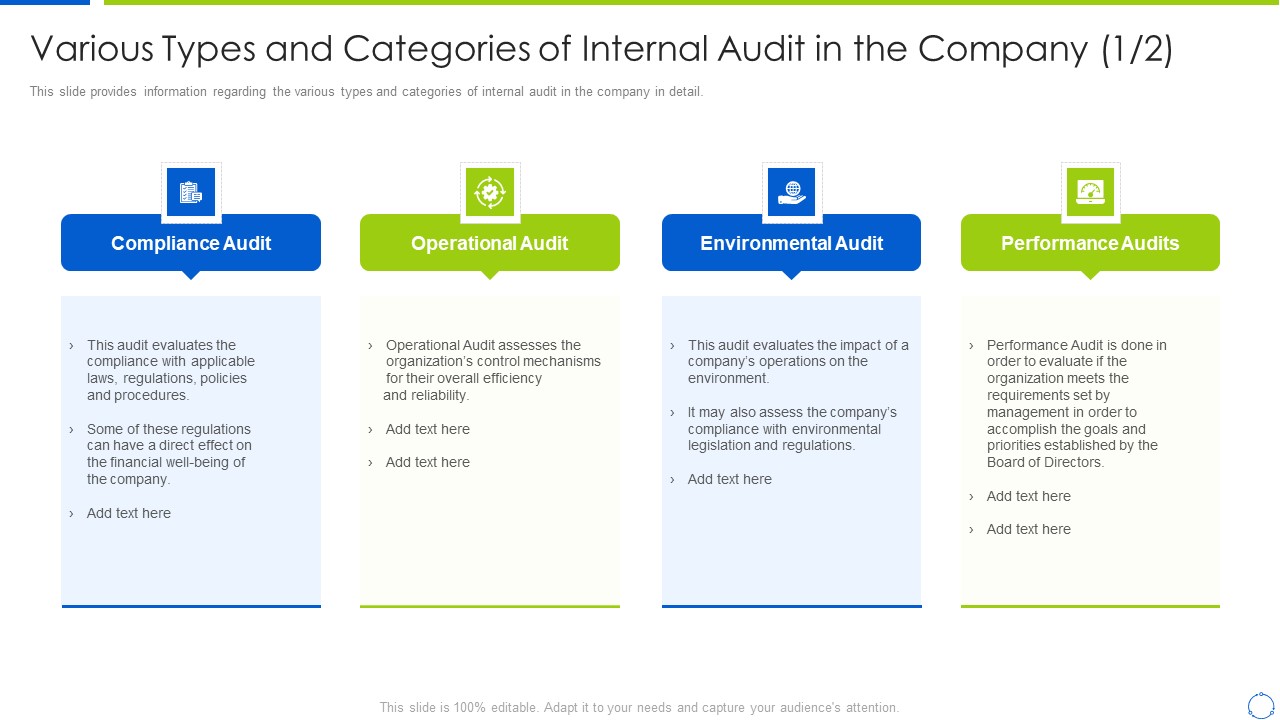 Company Process With Audit Plan Checklist Various Types And Categories Brochure PDF